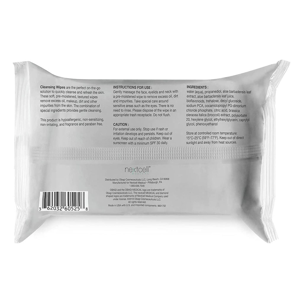 Obagi Medical On The Go Cleansing & Makeup Removing Wipes For Oily & Acne Prone Skin, Pack of 25's