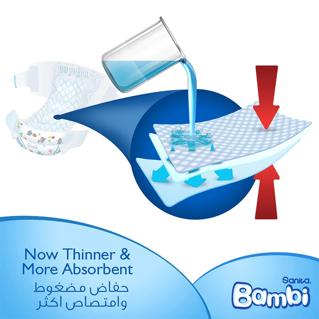 Sanita Bambi Tom And Jerry Baby Diapers, Size 4+, Large, For 10-18 Kg Baby, Value Pack of 33's 