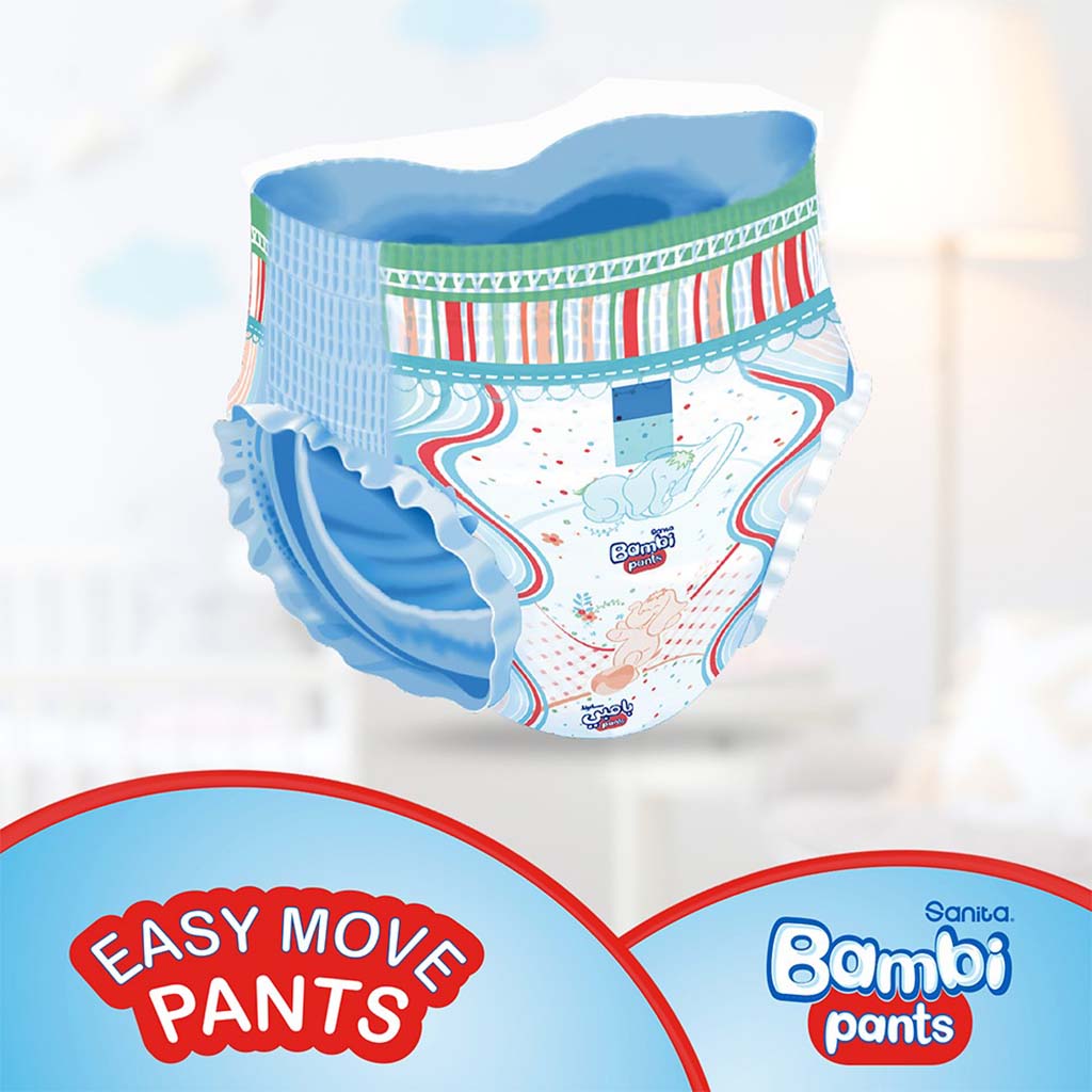 Sanita Bambi Easy Move Baby Diaper Pants, Size 6, XX-Large For 16+ Kg Baby, Jumbo Pack of 40's 