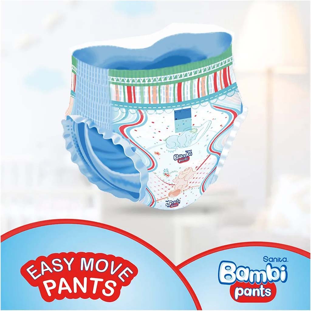 Sanita Bambi Easy Move Baby Diaper Pants, Size 4, Large For 8-14 Kg Baby, Jumbo Pack of 100's