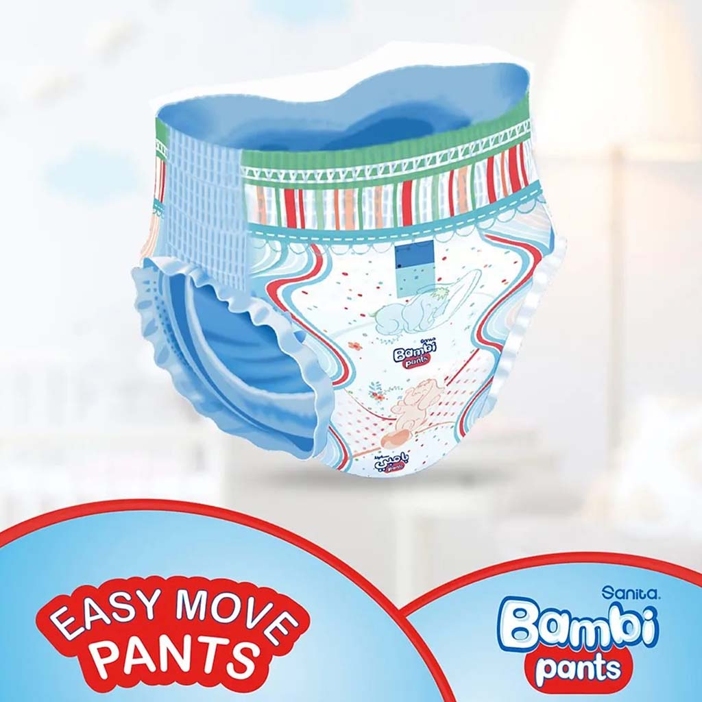 Sanita Bambi Easy Move Baby Diaper Pants, Size 6, XX-Large For 16+ Kg Baby, Jumbo Pack of 80's