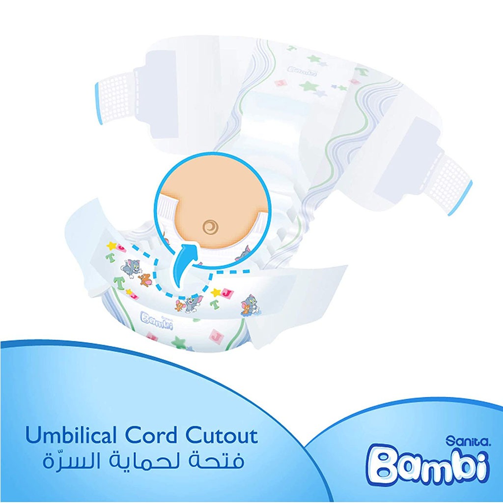 Sanita Bambi Tom And Jerry Baby Diapers, Size 1, For Newborn Baby With 2-4 Kg, Regular Pack of 19's 