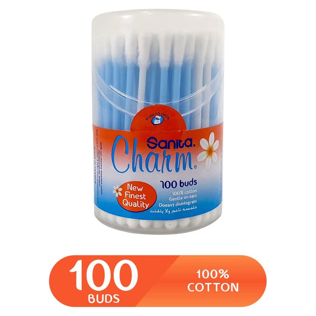 Sanita Charm 100% Cotton Ear Buds, Pack of 100's