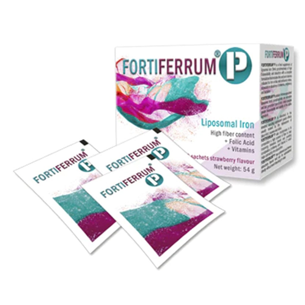 Fortiferrum P Liposomal Iron Supplement Sachets For Pregnancy With Fiber, Vitamins & Folic Acid, Pack of 30's