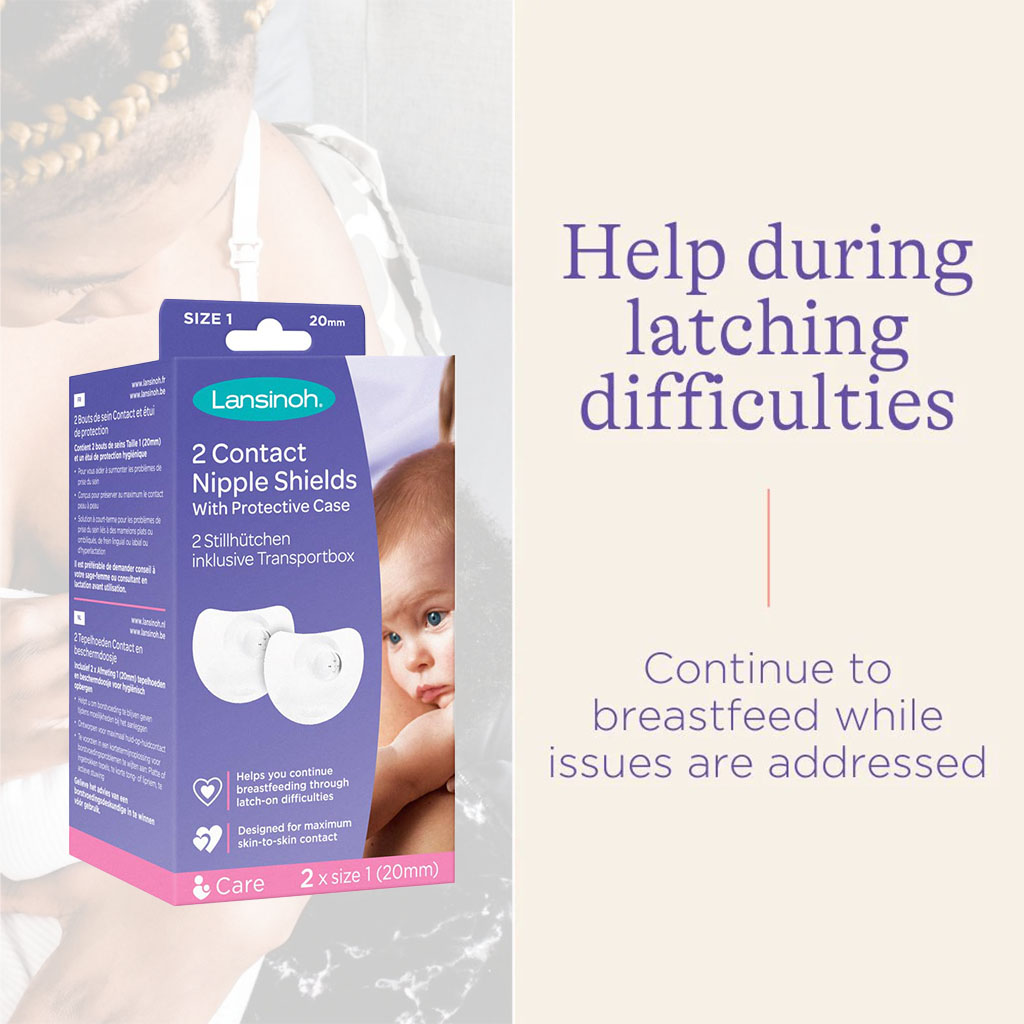 Lansinoh Contact Nipple Shields With Protective Case For Breastfeeding Moms, Size 1, 20mm, Pack of 2's