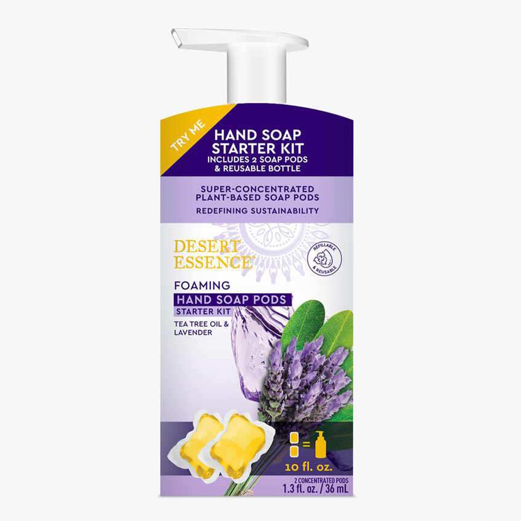 Desert Essence Foaming Hand Wash Pods Starter Kit With Tea Tree Oil & Lavender 36ml