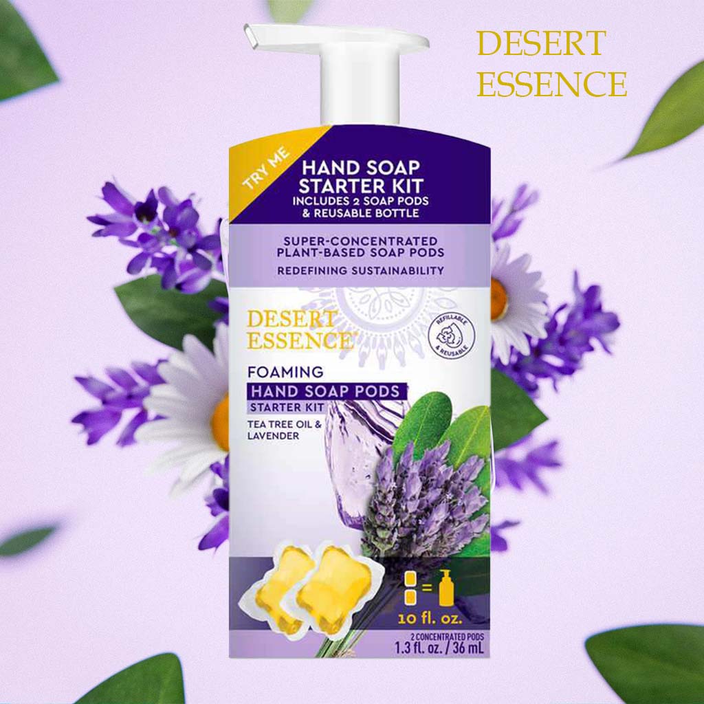 Desert Essence Foaming Hand Wash Pods Starter Kit With Tea Tree Oil & Lavender 36ml