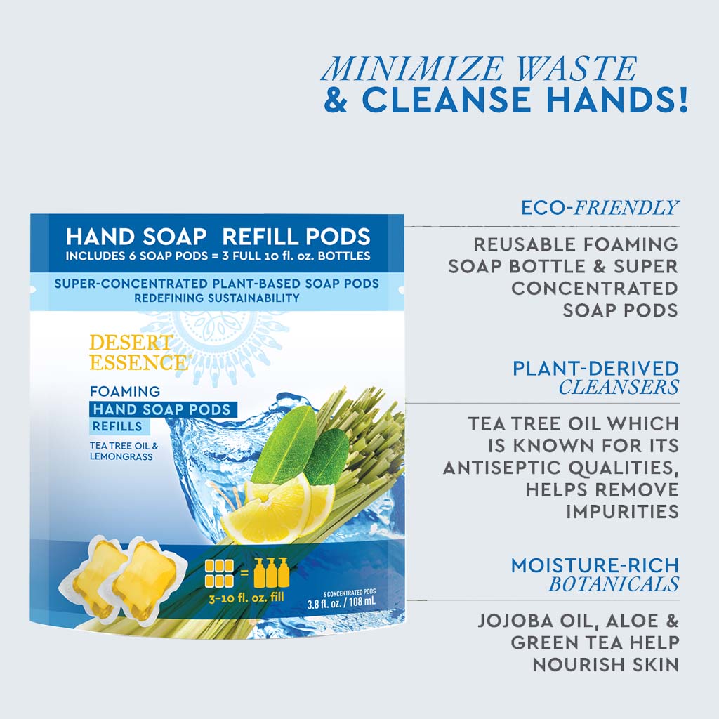 Desert Essence Foaming Hand Wash Refill Pods With Tea Tree Oil & Lemongrass 108ml
