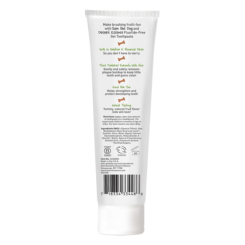 Desert Essence Tutti Frutti Fluoride-Free Kids Gel Toothpaste 133g