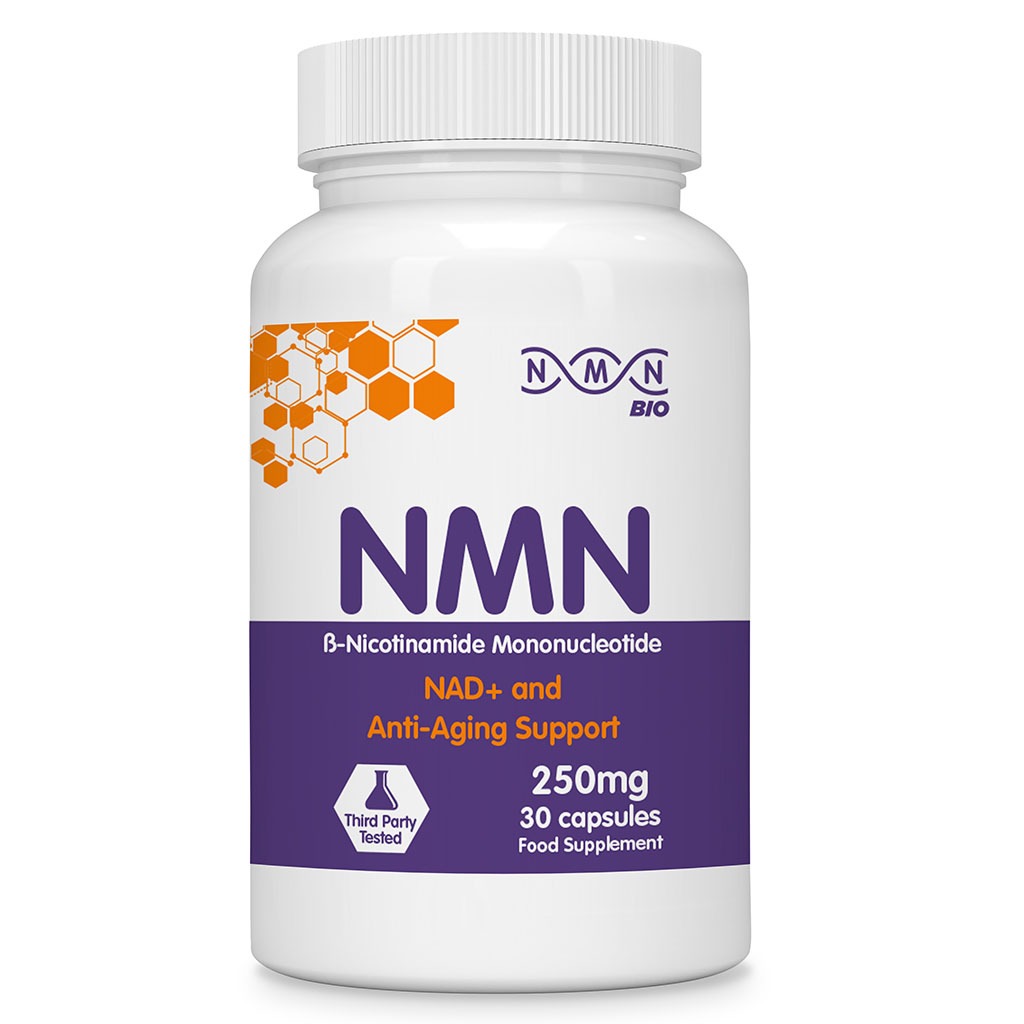 NMN Bio Beta Nicotinamide Mononucleotide 250mg Capsules For Anti-aging Support, Pack of 30's
