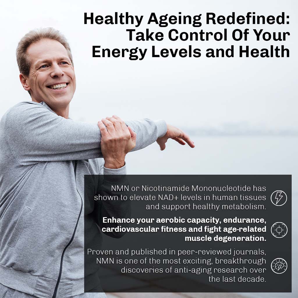 NMN Bio Beta Nicotinamide Mononucleotide 250mg Capsules For Anti-aging Support, Pack of 30's