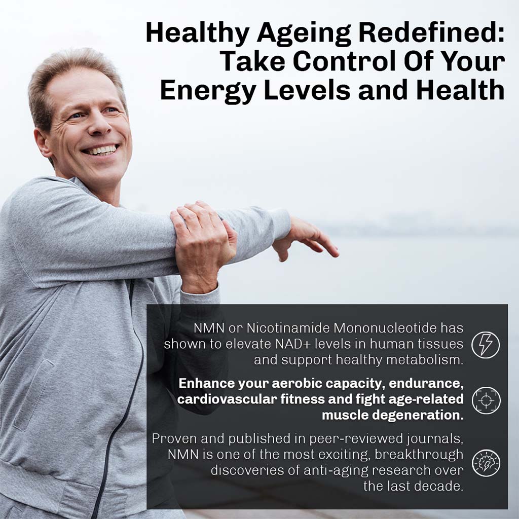 NMN Bio Beta Nicotinamide Mononucleotide 500mg Capsules For Anti-aging Support, Pack of 30's