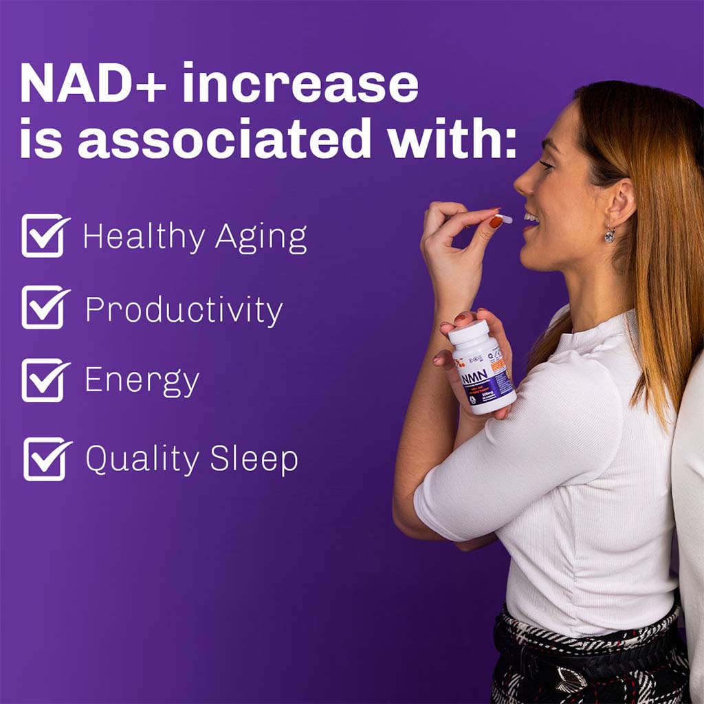 NMN Bio Beta Nicotinamide Mononucleotide 500mg Capsules For Anti-aging Support, Pack of 30's