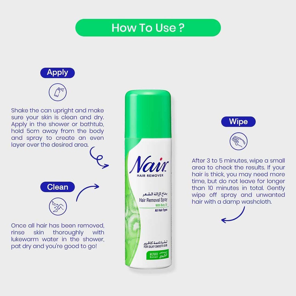 Nair Hair Removal Spray With Baby Oil & Kiwi Extract 200ml