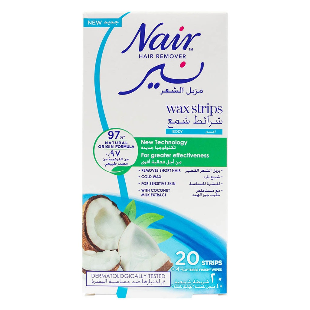 Nair Hair Remover Body Wax Strips With Coconut Milk Extracts, Pack of 20's