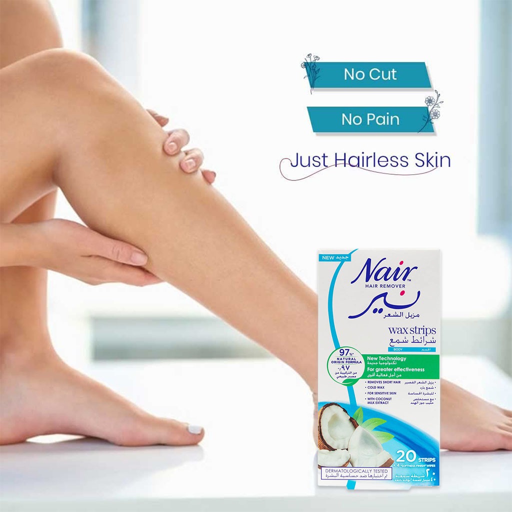 Nair Hair Remover Body Wax Strips With Coconut Milk Extracts, Pack of 20's