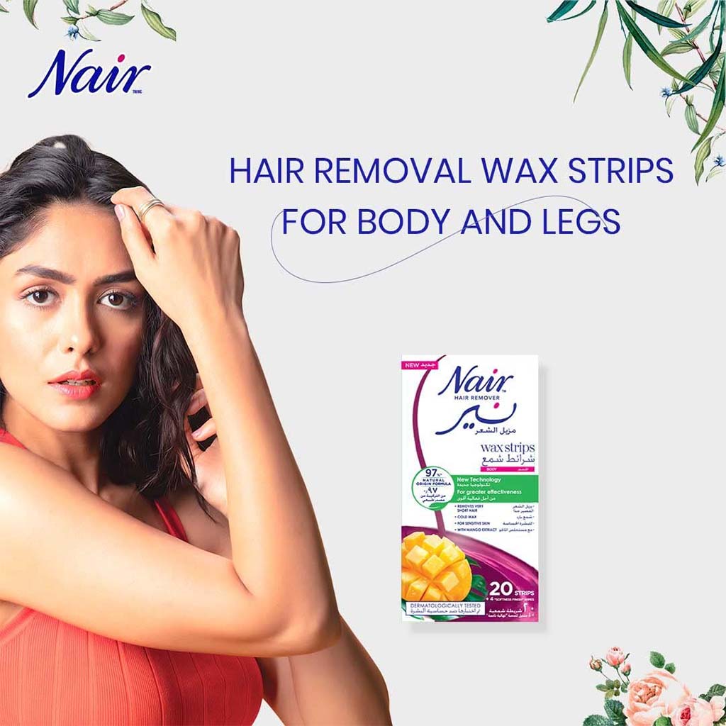 Nair Hair Remover Body Wax Strips With Mango Extracts, Pack of 20's