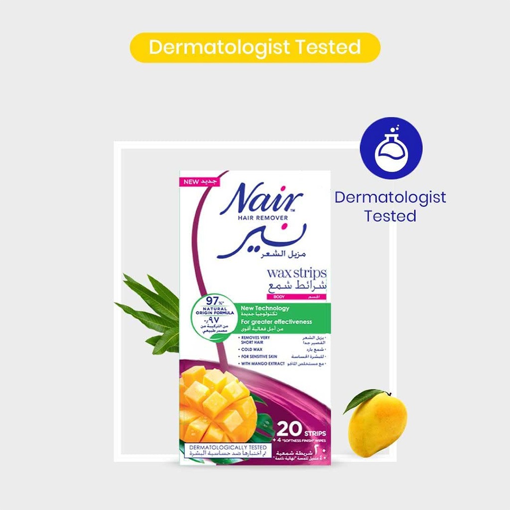 Nair Hair Remover Body Wax Strips With Mango Extracts, Pack of 20's