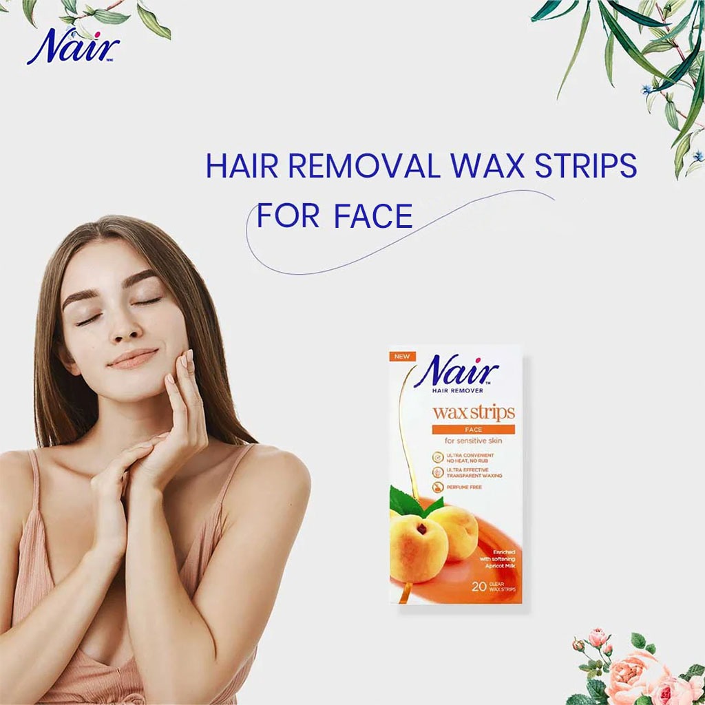 Nair Hair Remover Facial Wax Strips with Apricot Milk Extracts, Pack of 20's