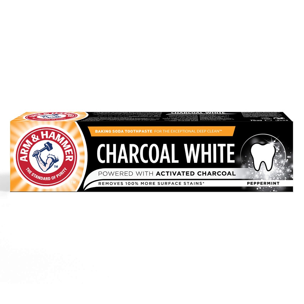 Arm & Hammer Charcoal White Toothpaste With Activated Charcoal For Stain Removal 75ml