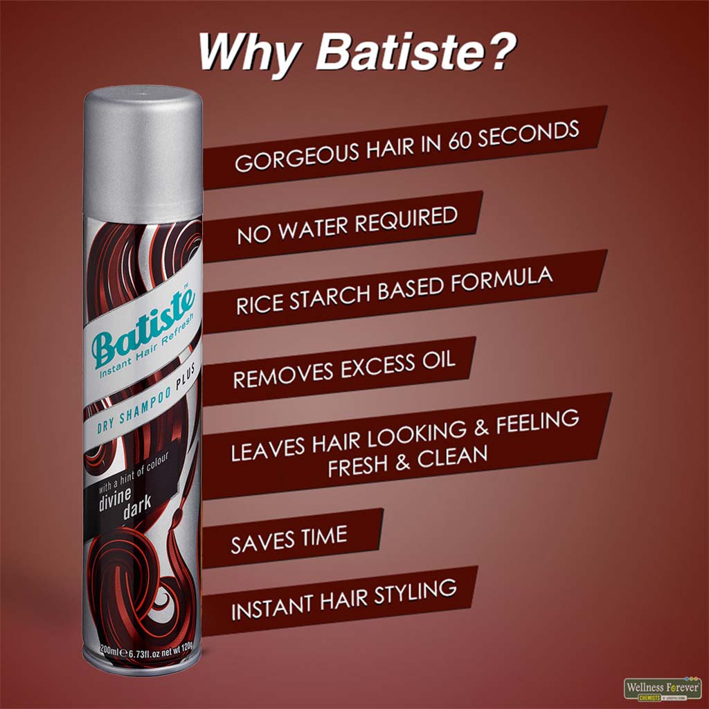 Batiste Instant Hair Refresh Dry Shampoo Plus Divine Dark 200ml