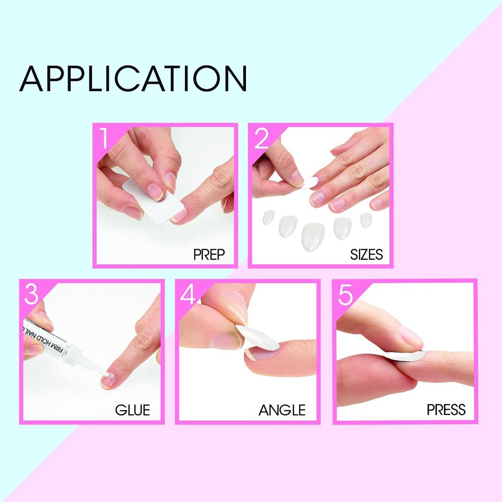 Elegant Touch Totally Bare Artificial Nails - Stiletto Shape, Pack of 48 Nails with Glue