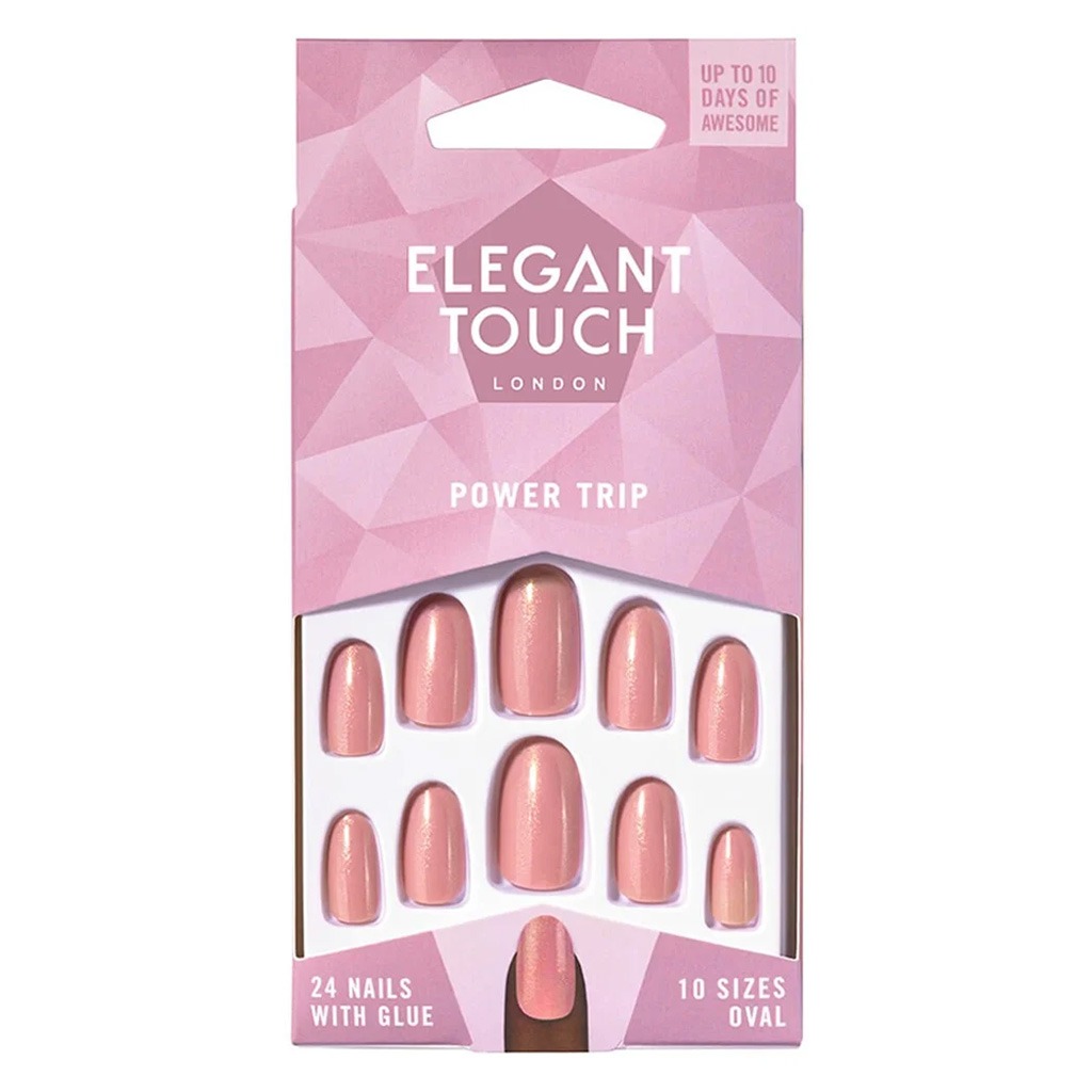 Elegant Touch Polish Power Trip Artificial Nails, Pack of 24 Nails with Glue