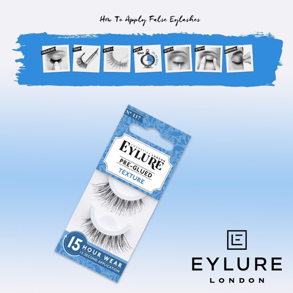 Eylure Pre-Glued False Eye Lashes 15H Wear - Texture No. 117, Pack of 1 pair