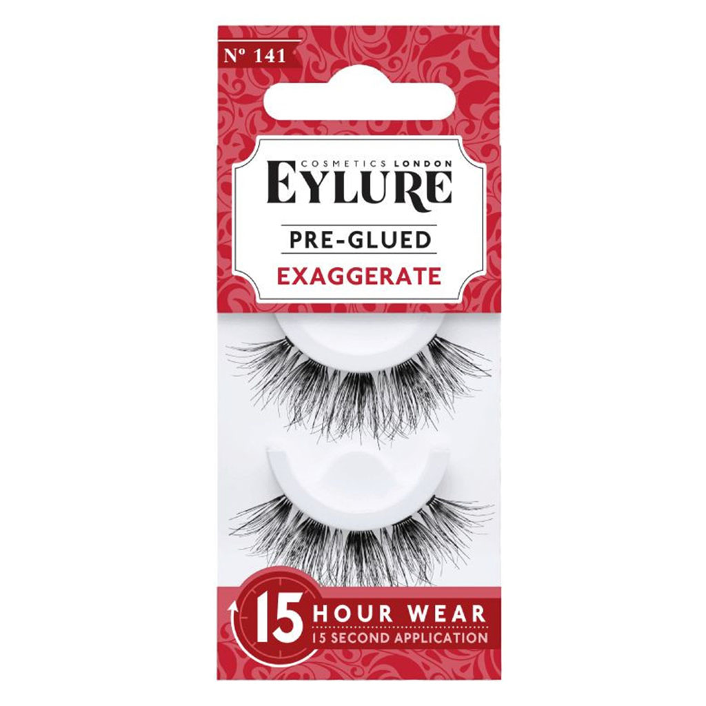 Eylure Pre-Glued False Eye Lashes 15H Wear - Exaggerate No. 141, Pack of 1 Pair