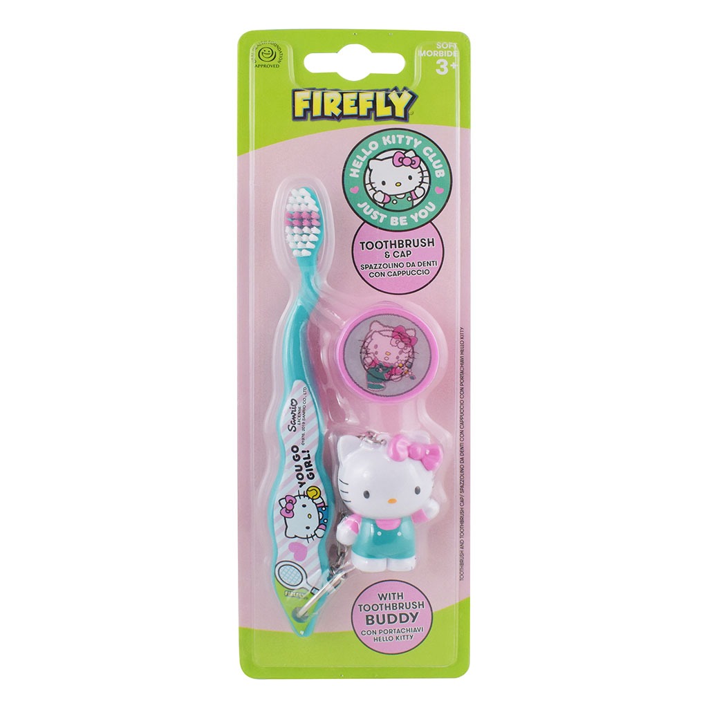 Firefly Hello Kitty Toothbrush With Cap & Toothbrush Buddy Toy For 3+ Year Kids, Pack of 1's