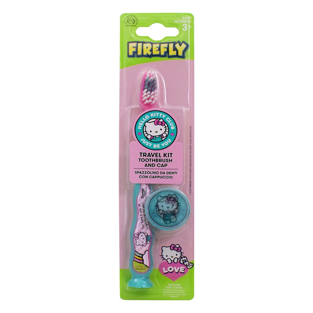 Firefly Hello Kitty Travel Kit Toothbrush With Cap For 3+ Year Kids, Pack of 1's