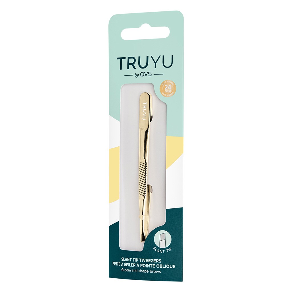 QVS Truyu Gold Plated Slant Tip Tweezer, Pack of 1's