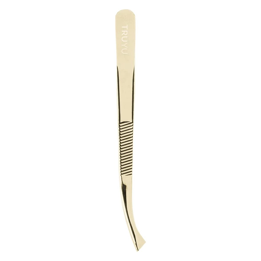QVS Truyu Slant Tip Easy-View Gold Plated Tweezer, Pack of 1's
