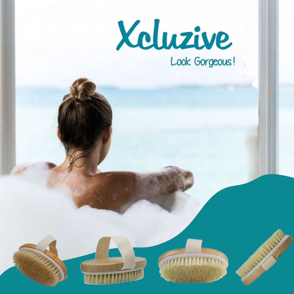Xcluzive Wooden Bath Brush With Natural Bristles, Pack of 1's