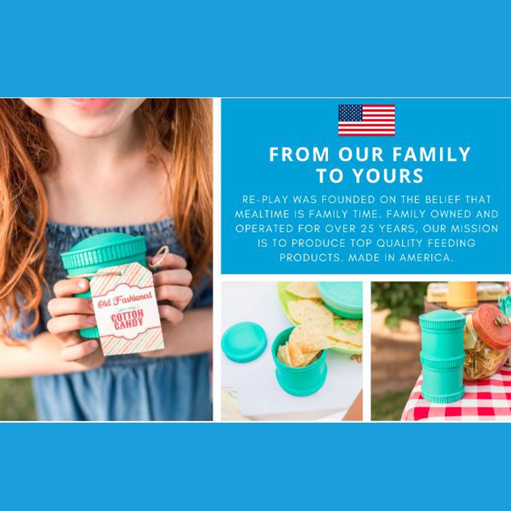 Re Play Portable Snack Stack With Storage & Travel Lid For Toddlers & Kids - Aqua Blue 12804-A