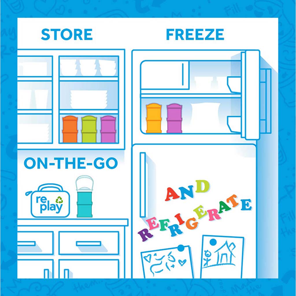 Re Play Portable Snack Stack With Storage & Travel Lid For Toddlers & Kids - Aqua Blue 12804-A