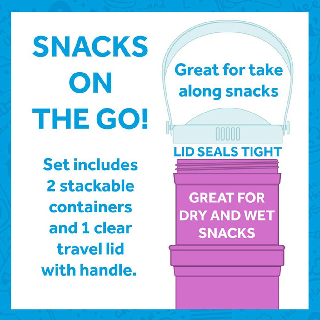 Re Play Portable Snack Stack With Storage & Travel Lid For Toddlers & Kids - Aqua Blue 12804-A