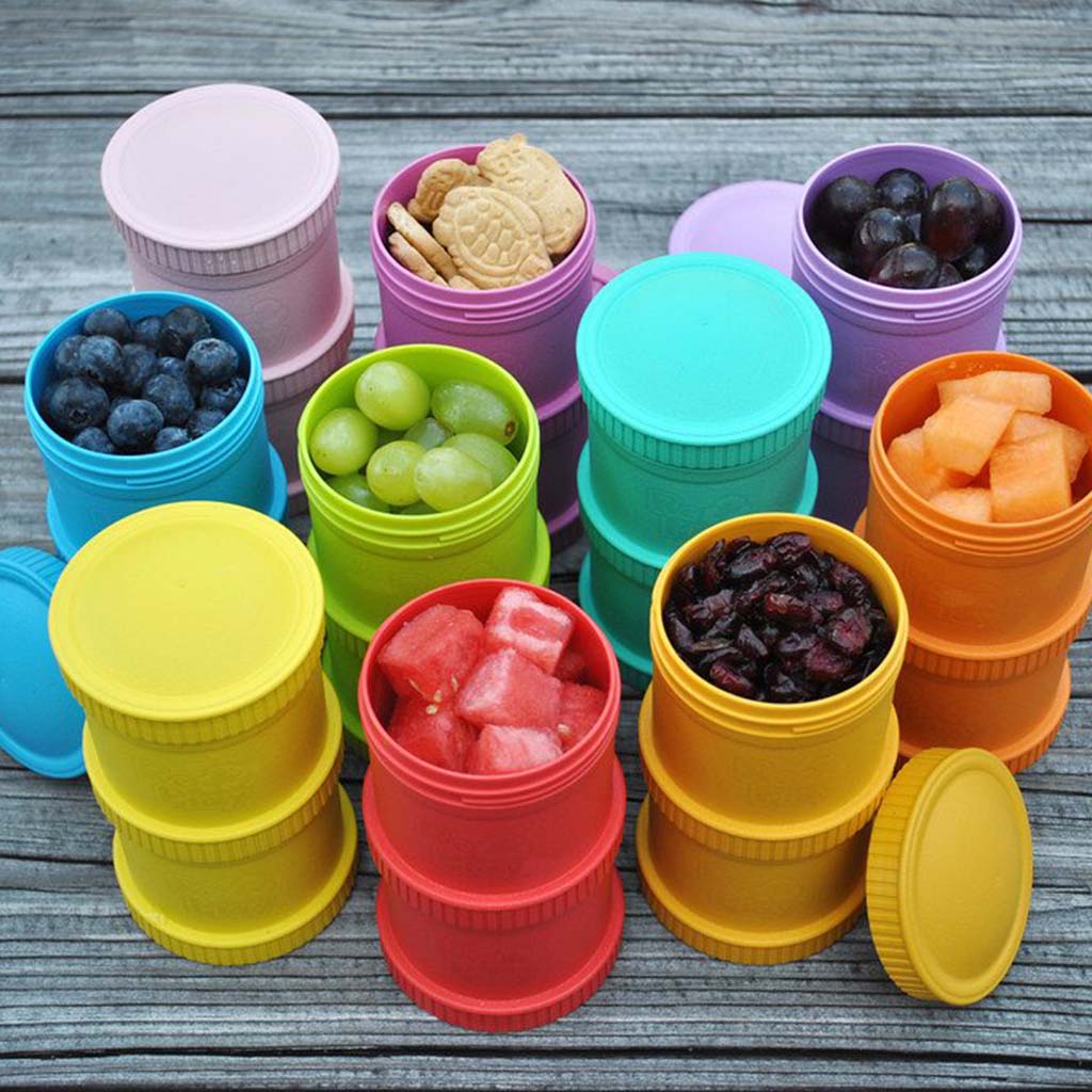Re Play Portable Snack Stack With Storage & Travel Lid For Toddlers & Kids - Aqua Blue 12804-A