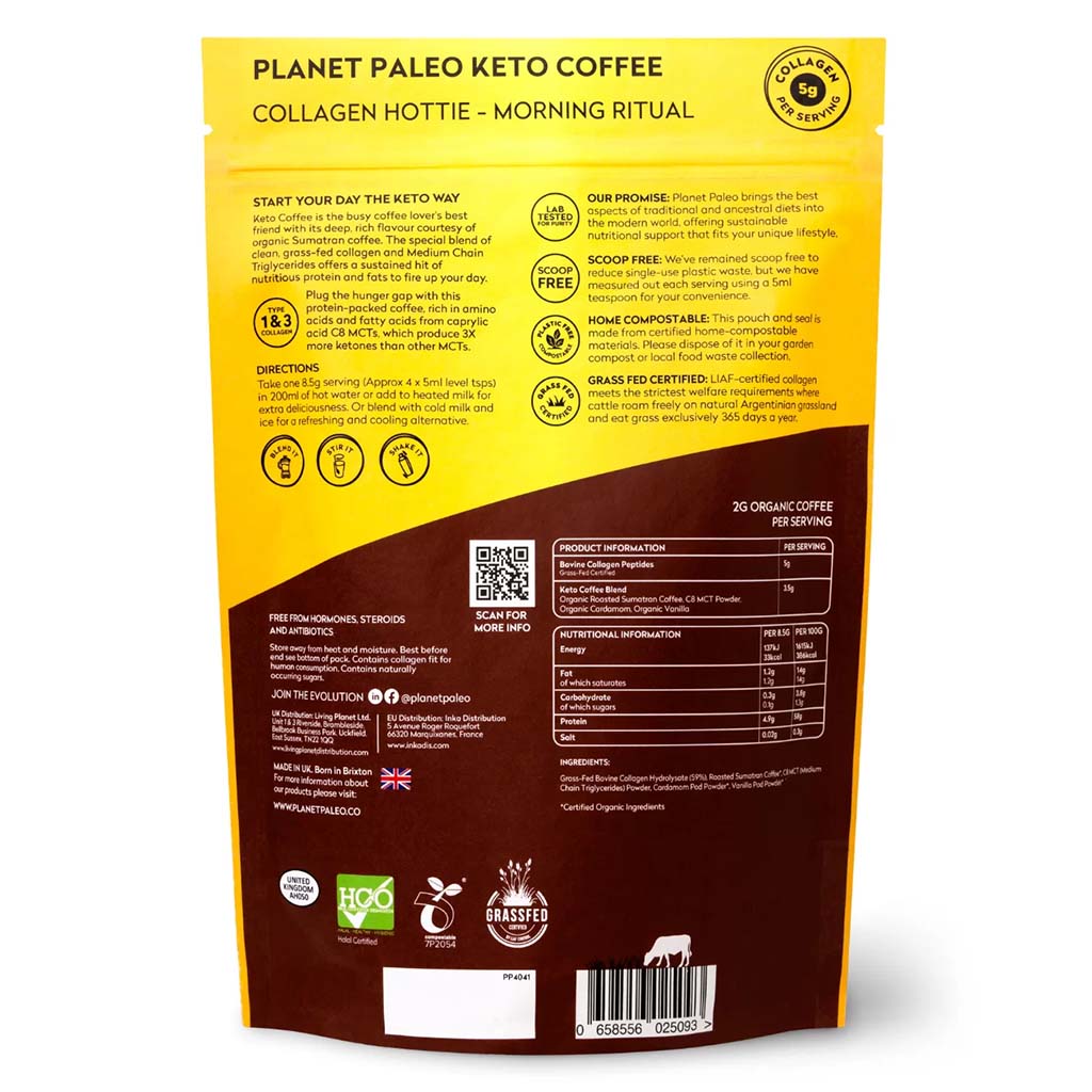 Planet Paleo Organic Pure Type 1 and 3 Collagen Keto Coffee 213g