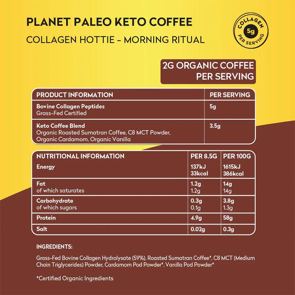 Planet Paleo Organic Pure Type 1 and 3 Collagen Keto Coffee 213g
