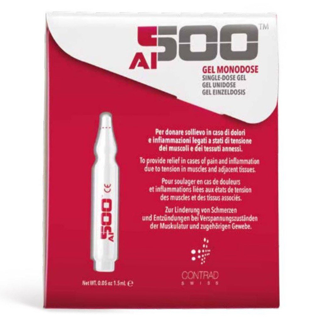 Contrad Swiss AI500 Pain Relief Topical Gel, Pack of 4 Monodose Vial + 8 Patches