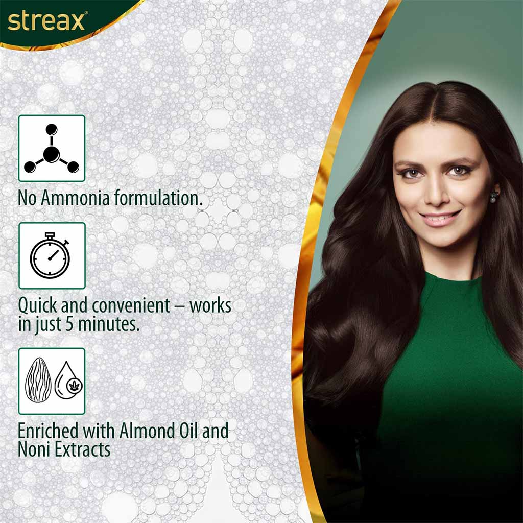 Streax No-Ammonia Insta Shampoo Hair Color - Natural Black 1