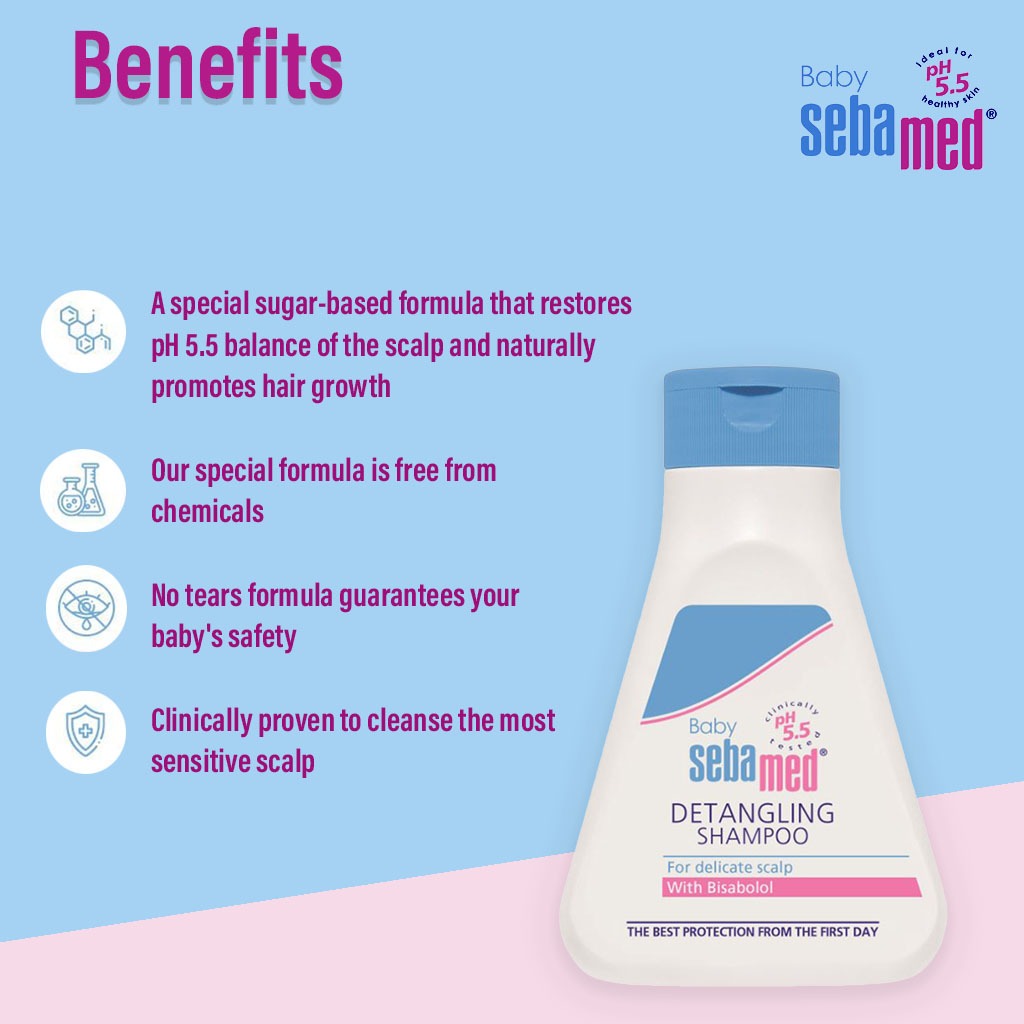 Sebamed Baby Detangling Shampoo With Soothing Bisabolol For Delicate Scalp 150ml
