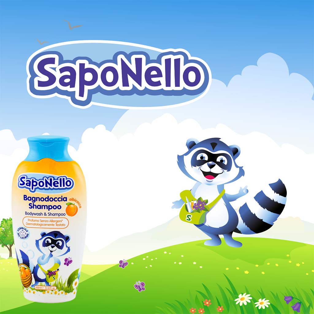 Saponello Delicate Bodywash Shampoo Apricot For Children 400ml