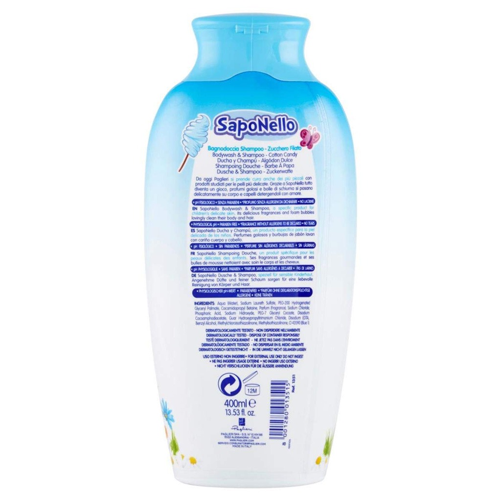 Saponello Delicate Bodywash Shampoo Cotton Candy For Children 400ml
