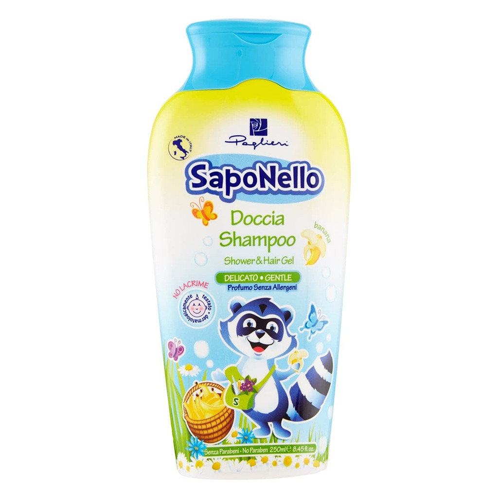 Saponello Delicate Shower & Hair Gel Shampoo For Children, Banana 250ml