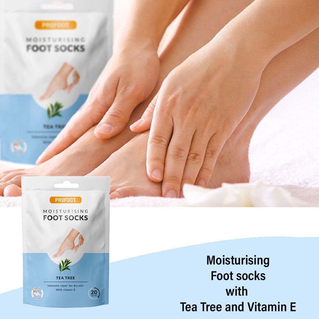 Profoot Deep Moisturizing Foot Socks With Tea Tree & Vitamin E For Dry Skin Repair, Pack of 1 Pair