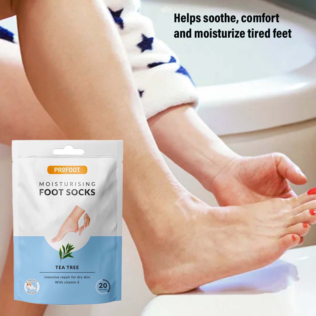 Profoot Deep Moisturizing Foot Socks With Tea Tree & Vitamin E For Dry Skin Repair, Pack of 1 Pair