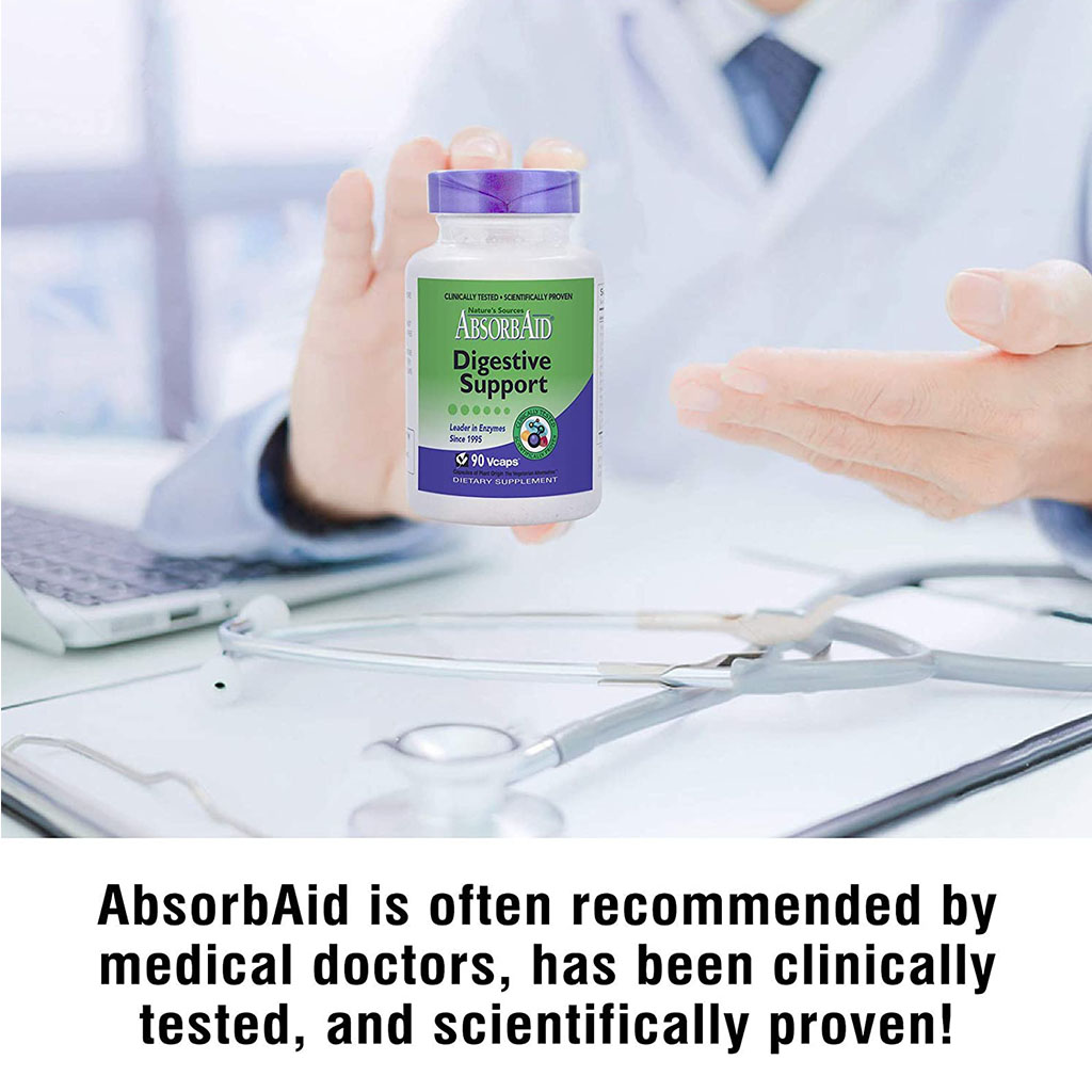 Nature's Sources AbsorbAid Digestive Enzyme Vegetarian Capsules For Digestive Support, Pack of 90's