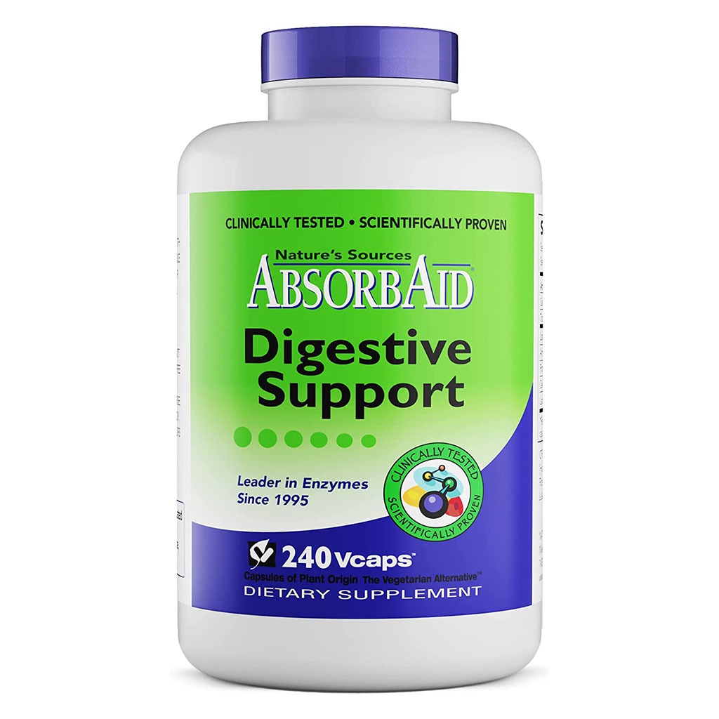Nature's Sources AbsorbAid Digestive Enzyme Vegetarian Capsules For Digestive Support, Pack of 240's